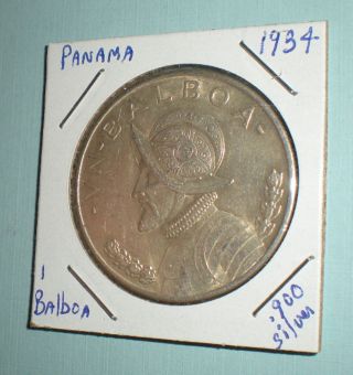 1934 1 Balboa Panama Silver Coin.  225k Minted.  7734 Os.  Asw photo
