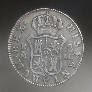 Rare 1808 Spanish 2 Reales Silver Coin From Madrid photo