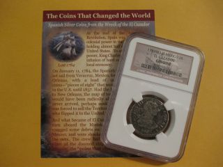 1783 El Cazador Shipwreck Coin,  Ngc Ceritfied,  2 Reale,  Mid Grade Silver 132 photo