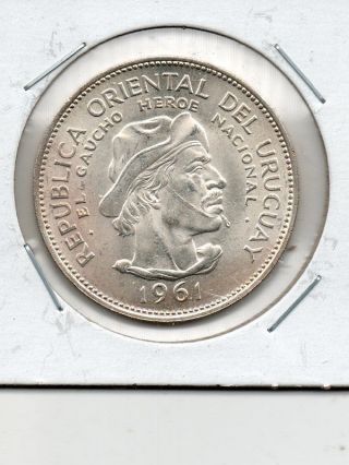 Uruguay 1961 Silver 10 Pesos photo