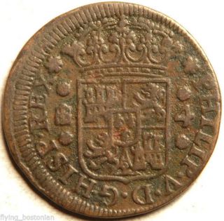 Spain Copper 4 Maravedis 1742 photo