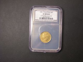 1861 Ncs Xf Details Philippines Gold 4 Pesos Isabella.  Better Date. photo
