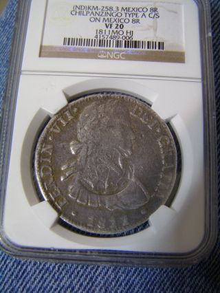Rare Km - 258.  3 Chilpanzingo Counter Struck On Cast 1811 Mohj 8 Reales Great Look photo