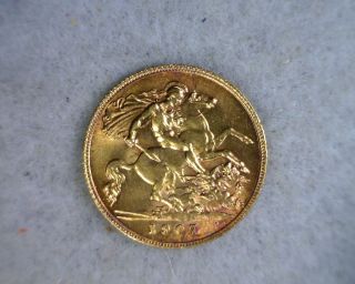 Great Britain 1/2 Sovereign 1907 Bu Gold Coin (stock 1410) photo