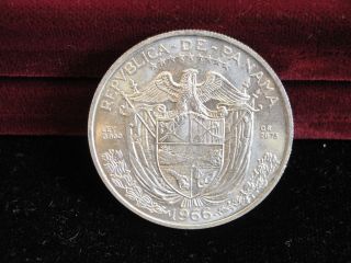 1966 Panama 1 Balboa Silver Coin Bu photo