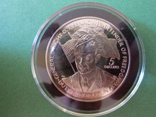 1990 Niue 5 Dollar Dwight Eisenhower Defender Of Freedom Coin photo