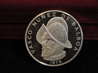 1978 Panama 1 Balboa Sterling Silver Proof Coin Bu Only 13,  000 Minted photo