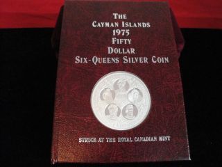 1975 Cayman Islands Sterling Silver Proof $50 Dollar Coin Encased With Booklet photo