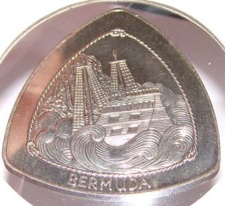 Bermuda 1 Dollar 1997 Xf/au Triangle Coin W/ Ship - Wreck Of The Sea Venture photo