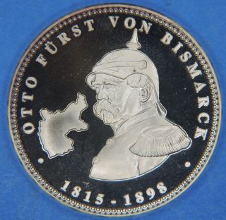 1815 - 1898 Otto Bismarck Pour Le Merite Solid 999 Silver Proof Commem.  Medal photo