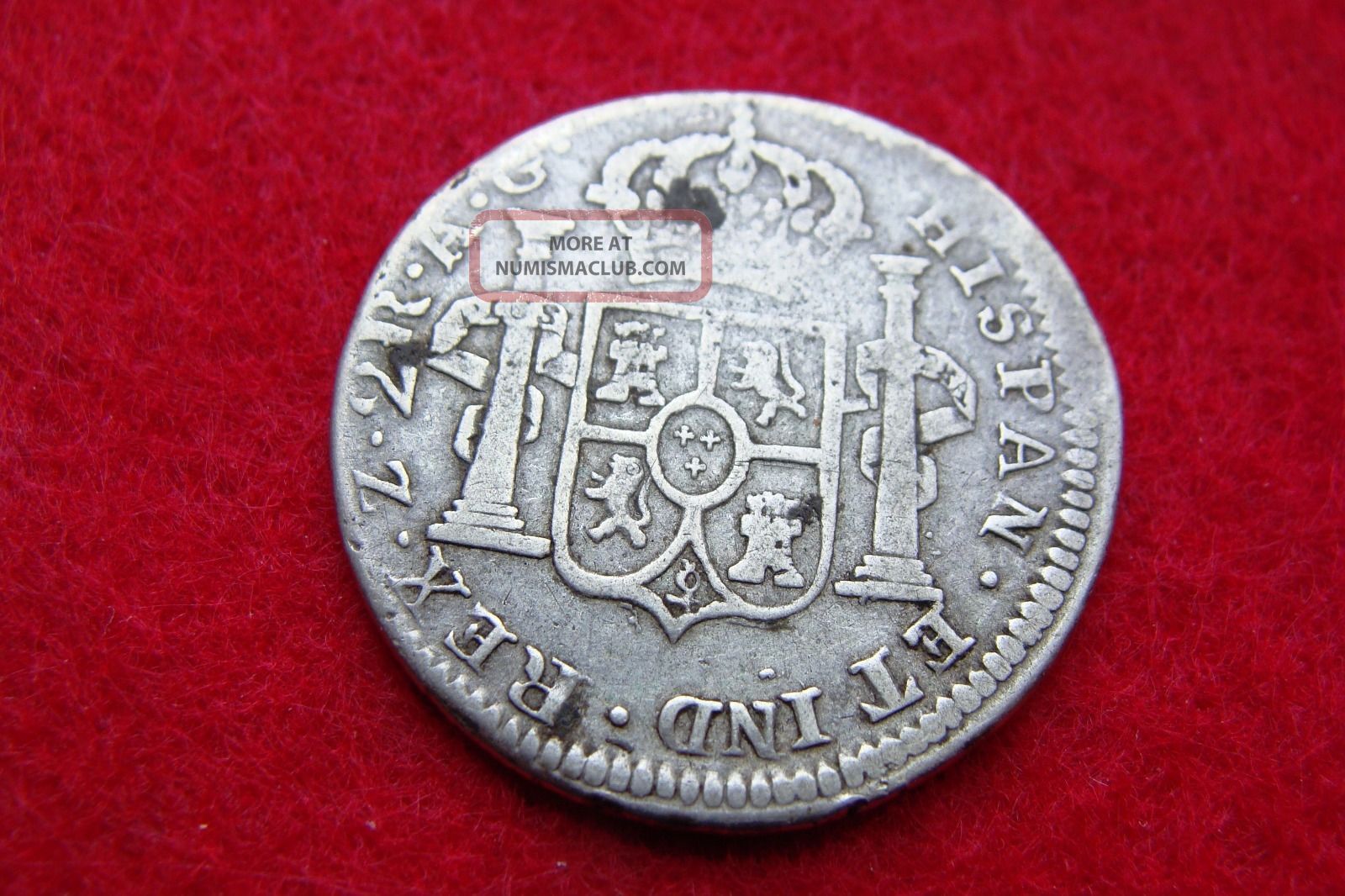 Spain 1820 2 Reales Silver Coin - Circulated