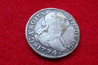 Spain 1774 2 Reales Silver Coin - Circulated photo