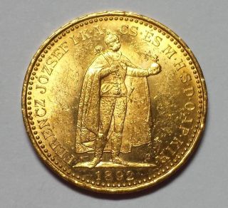 1892 Hungary 20 Korona Gold 1c Start.  1960 Agw photo