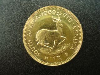 1969 South Africa 1 Rand Gold Coin photo