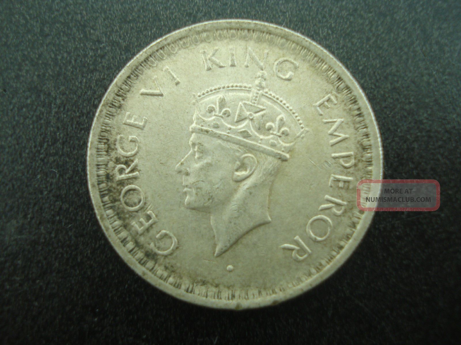 1944 India 1/2 Half Rupee Silver Coin