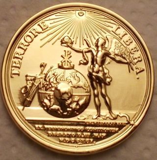 Medal Gold Plated Terrore Libera Liberty Coin Illuminati Masonry Constitution photo