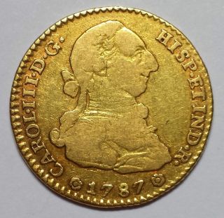 1787 - Cm - S Spain 2 Escudo Gold Doubloon.  1904 Agw photo