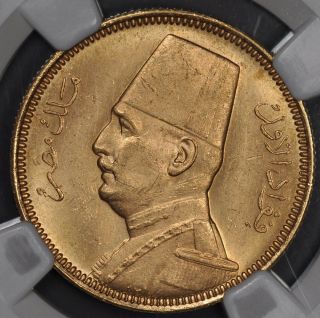 1930 Ah1349 Ngc Ms64 Egypt Gold 100 Piastres King Fuad Pop 10/0 photo