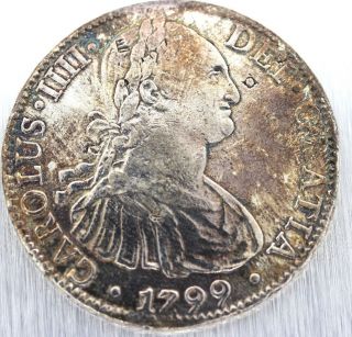1799 Mo Fm Spanish Mexico 8 Reales Silver Coin Carolus Iiii photo