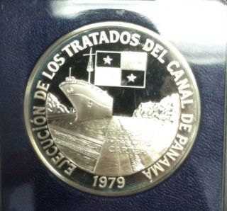 1979 Republic Of Panama 10 Balboas Panama Canal Sterling Silver Proof With photo