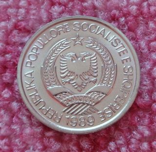 Uncirculated,  Full Of Lustre,  Albania 1989,  2 Leke,  Communist Albania Coin. photo