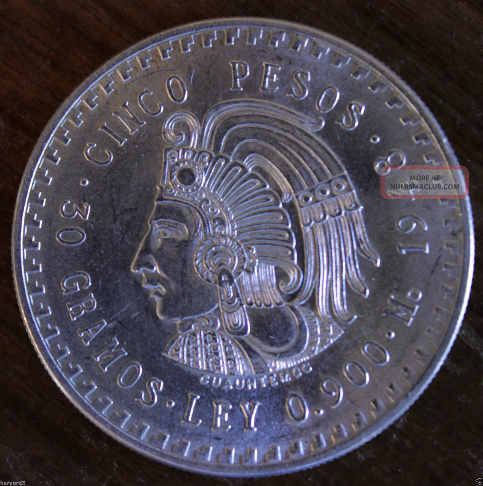 1948 Mexico Cuauhtemoc Silver 5 Pesos. 86 Troy Ounce - Almost ...