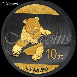 Golden Enigma: Panda.  The Ruthenium Gold Plated Silver Panda Bullion Coin 2014 photo
