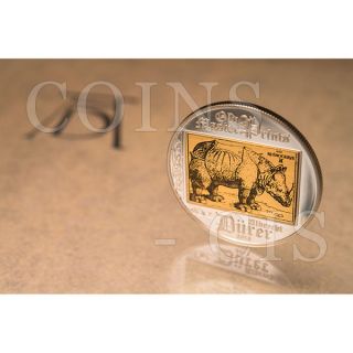 Cook Islands 2013 5$ Albrecht Dürer - Rhinoceros Proof Silver Coin photo