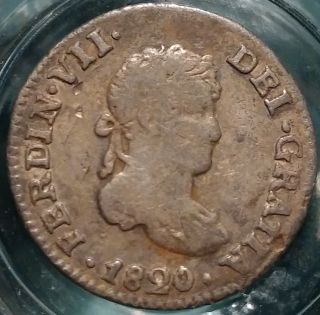 1820 - Mo Jj Half Real Colonial Spanish Silver Coin Ferdinand Vii Us S&h photo