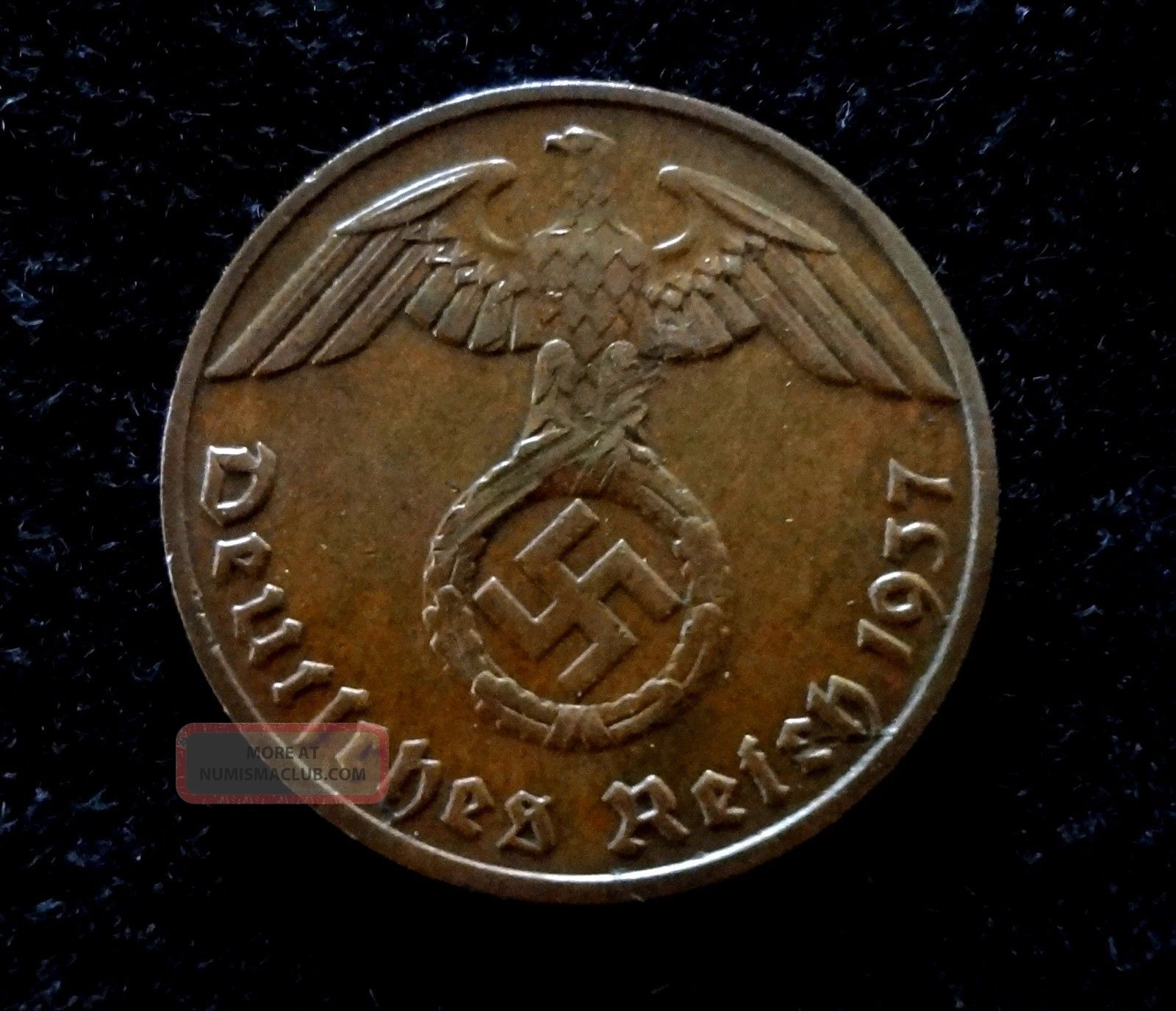 Wwii German Germany 3rd Reich Nazi Coin Swastika 1937 - F 1 ...