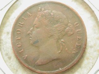 Foreign Coin.  1889 Queen Elizabeth Straits Settlements 1 Cent In Fine photo