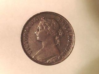 1887 Farthing Great Britain Looking Coin photo