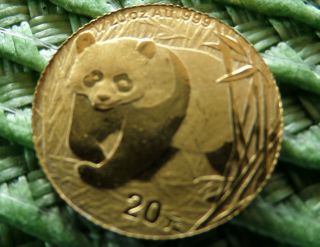 2002 Chinese Panda Gold Coin -.  999,  1/20,  20 Yuan - Pristine photo