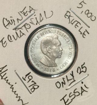 L@@k Guinea Ecuatorial Coin Aluminium 1978 (essai) 5,  000 Ekuele Low Mintage photo