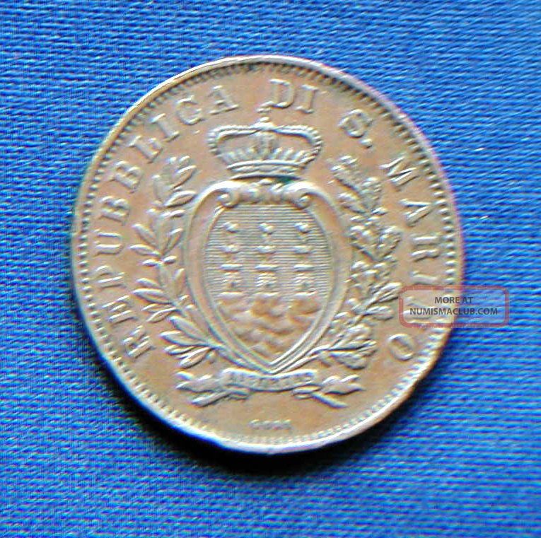 1893 San Marino (italy) Rare Coin 10 Cts Vf Good Quality