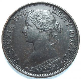 1860 Uk / Great Britain Victoria Bronze Farthing photo