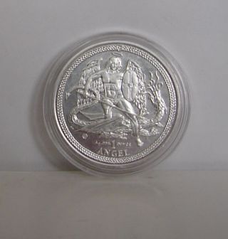 2014 Silver Bu One Ounce Isle Of Man Coin - Angel & Dragon -.  999 Silver photo