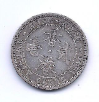 1904 Hong Kong Silver Twenty Cents - - Strong Details photo