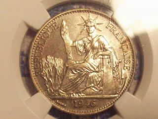 1946 French Indochina 50 Cents Ngc Ms62 - 1 Year Type photo