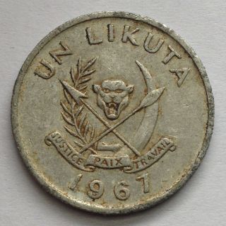 L1 Congo,  Democratic Republic Likuta,  1967 For 1 Coin Only photo