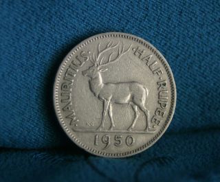Mauritius 1/2 Rupee 1950 World Coin Africa Indian Ocean Deer Stag photo
