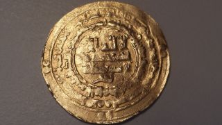 Ancient Islamic Gold Dinar Coin Samanid - Ghaznavid Dynasty/abbasid - Al - Ma ' Moun photo