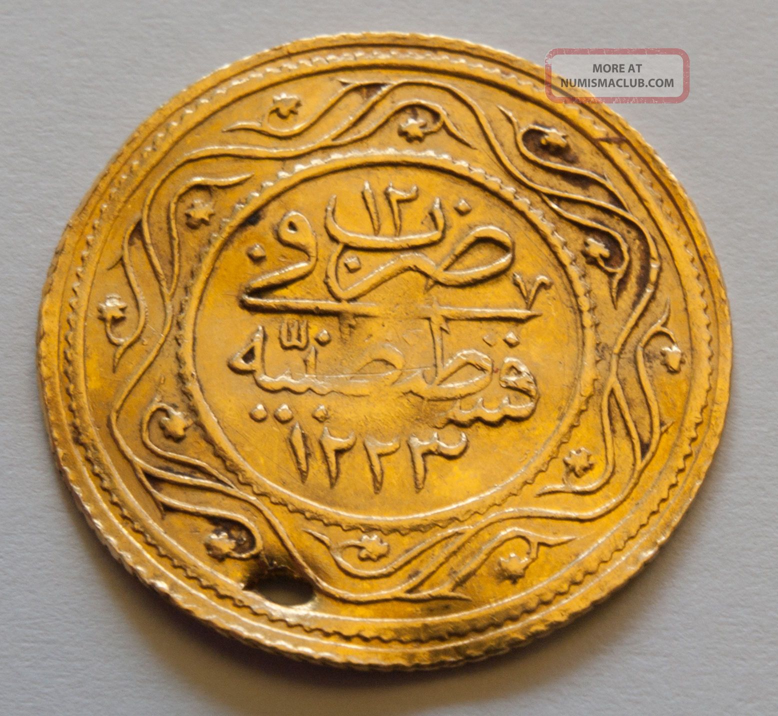 Ottoman Empire Turkish Gold Coin. Atik Çifte Rumi - Mahmud Ii 1819.