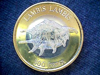 Wallis And Futuna 2011 500 Francs Bimetallic Coin Lambis Lambis Sea Snail photo