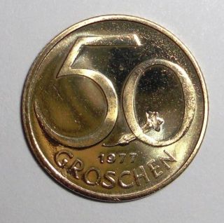 1977 Austria 50 Groschen Coin photo