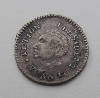 1817 Haiti 25 Centimes Cent An14 Silver Coin Central America Km 15.  1 photo