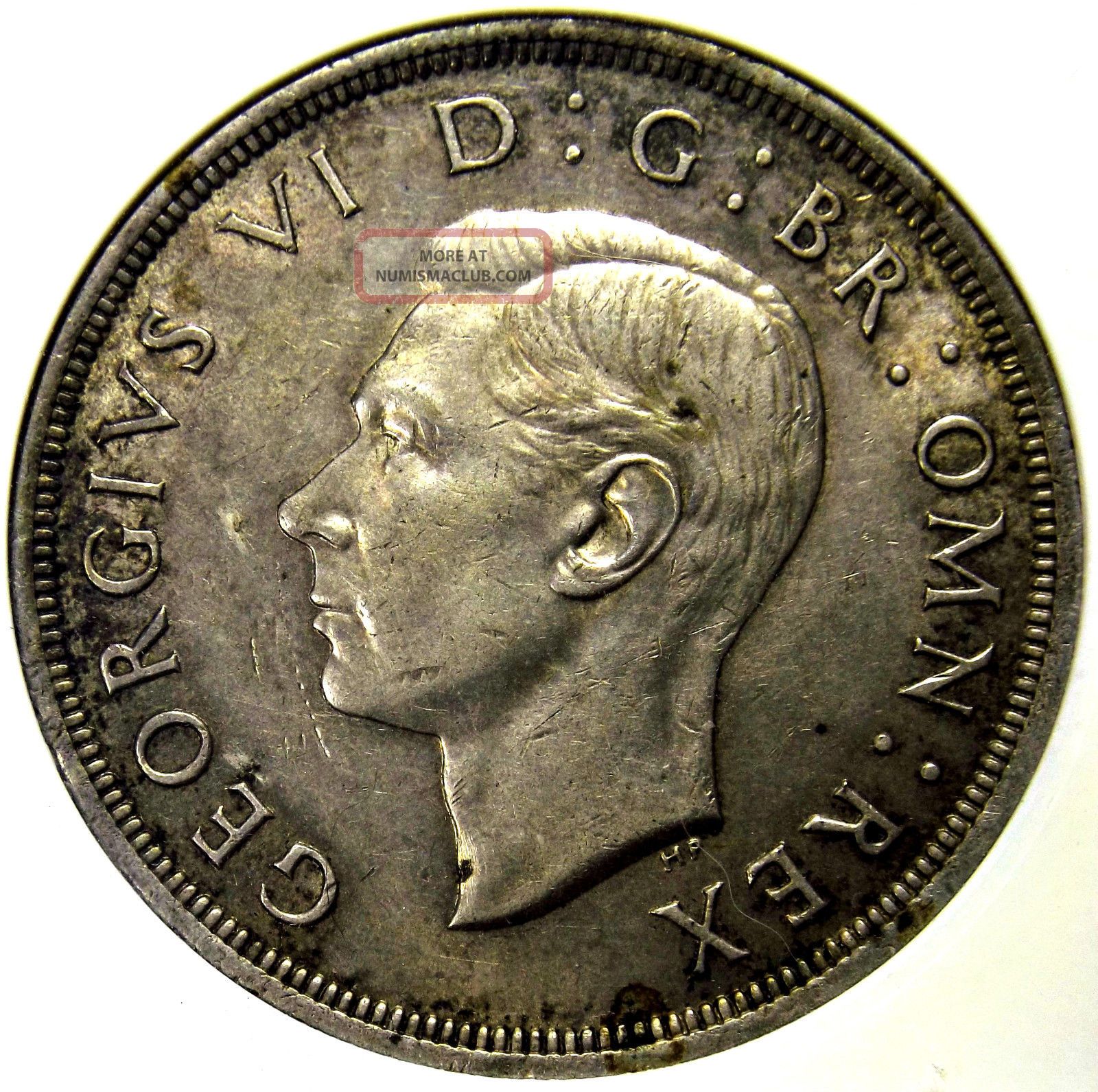 Great Britain 1937 1 Crown Silver Coin Anacs Graded Au 50