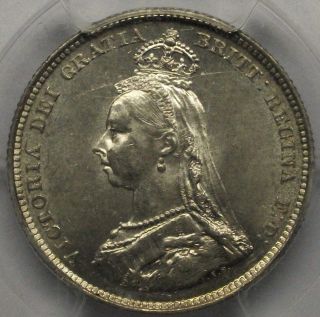 1887 Great Britain Jub Head Shilling Pcgs Ms62 photo