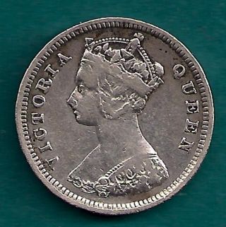 1894 Hong Kong British Colony 10¢ (ten) Cents Silver Queen Victoria Coin photo
