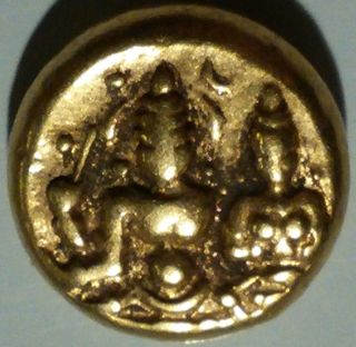 India Gold Pagoda Coin Vijayanagar Shiva & Parvati Vf? 1406 - 22 Ce Us S&h photo